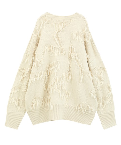 Editt by YECCA VECCA（エディットバイイェッカヴェッカ）の「スター柄フリンジルーズニット（ニット/セーター・レディース・アイボリー/チャコールグレー/サックスブルー・FREE）」の15枚目の写真