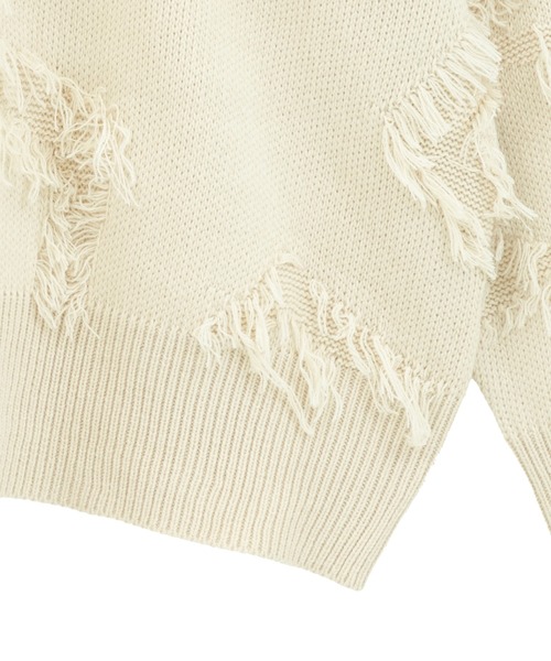 Editt by YECCA VECCA（エディットバイイェッカヴェッカ）の「スター柄フリンジルーズニット（ニット/セーター・レディース・アイボリー/チャコールグレー/サックスブルー・FREE）」の18枚目の写真