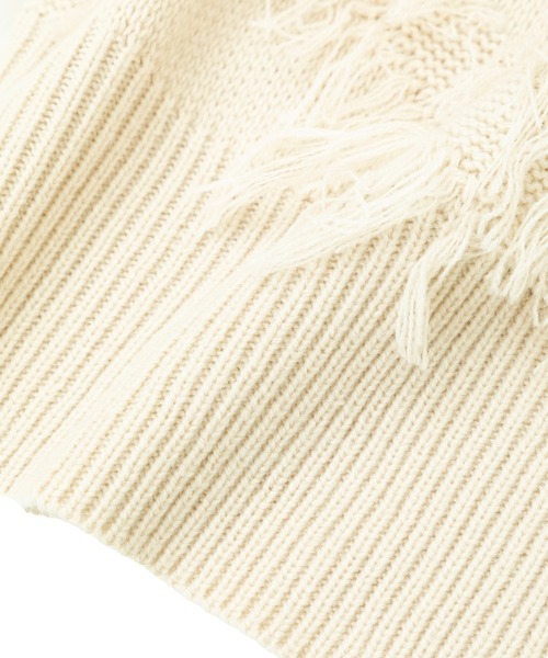 Editt by YECCA VECCA（エディットバイイェッカヴェッカ）の「スター柄フリンジルーズニット（ニット/セーター・レディース・アイボリー/チャコールグレー/サックスブルー・FREE）」の19枚目の写真