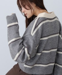 Bab | マルチボーダーポロニット(ニット/セーター)