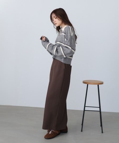 Bab（バブ）の「マルチボーダーポロニット（ニット/セーター・レディース・グレー/ブラウン/ネイビー・FREE）」の10枚目の写真