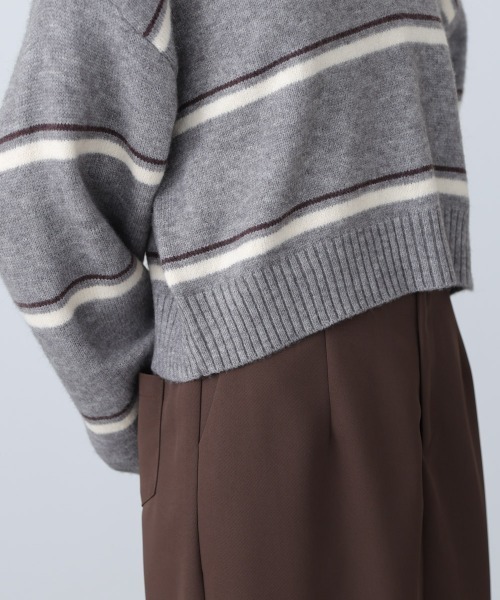 Bab（バブ）の「マルチボーダーポロニット（ニット/セーター・レディース・グレー/ブラウン/ネイビー・FREE）」の15枚目の写真