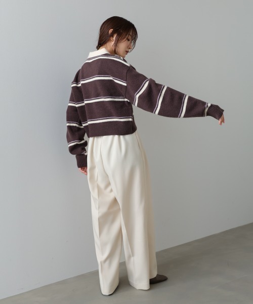 Bab（バブ）の「マルチボーダーポロニット（ニット/セーター・レディース・グレー/ブラウン/ネイビー・FREE）」の20枚目の写真