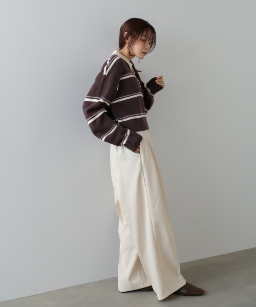 Bab（バブ）の「マルチボーダーポロニット（ニット/セーター・レディース・グレー/ブラウン/ネイビー・FREE）」の22枚目の写真