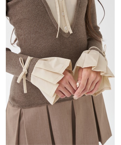 シャツドッキングプリーツミニワンピース（ワンピース）｜Darich