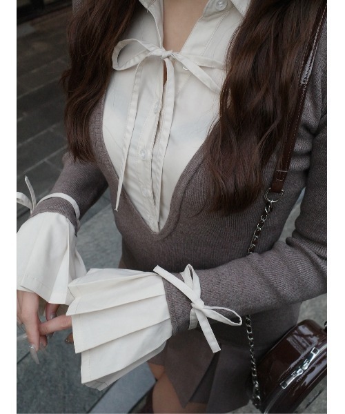 Darich（ダーリッチ）の「シャツドッキングプリーツミニワンピース（ワンピース・レディース・ブラック/グレー/モカ・FREE）」の18枚目の写真