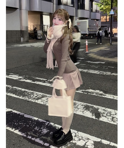 シャツドッキングプリーツミニワンピース（ワンピース）｜Darich