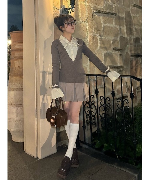 Darich（ダーリッチ）の「シャツドッキングプリーツミニワンピース（ワンピース・レディース・ブラック/グレー/モカ・FREE）」の12枚目の写真