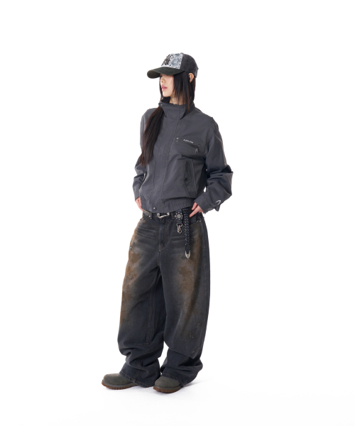High-Neck Button Jacket (Dark Gray)（ブルゾン）｜AAKAM（アーカム