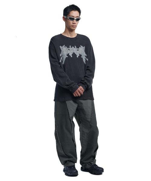 NOMANUAL（NOMANUAL）の「A.W WAFFLE LONG SLEEVE TEE - WASHED BLACK（Tシャツ/カットソー・レディース・その他・LARGE/X-LARGE）」の3枚目の写真