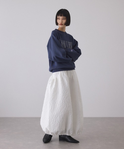 ADAM ET ROPE'（アダムエロペ）の「ジャガードギャザースカート（スカート・レディース・ブラック/ホワイト・36/38）」の4枚目の写真