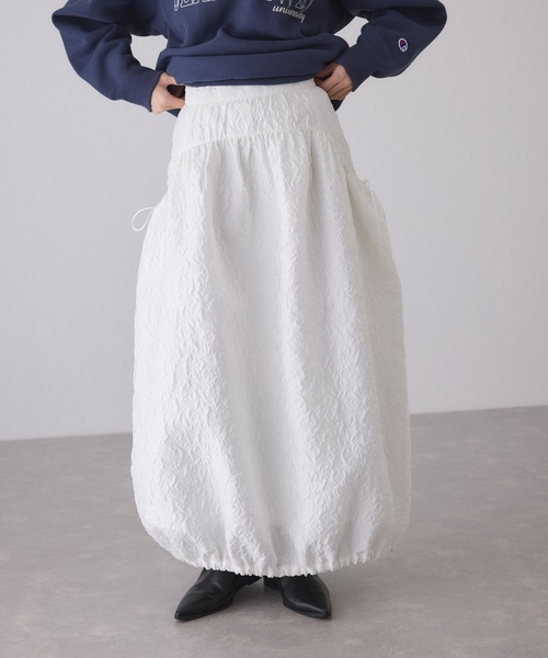 ADAM ET ROPE'（アダムエロペ）の「ジャガードギャザースカート（スカート・レディース・ブラック/ホワイト・36/38）」の5枚目の写真