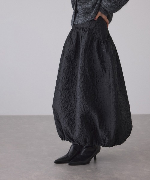 ADAM ET ROPE'（アダムエロペ）の「ジャガードギャザースカート（スカート・レディース・ブラック/ホワイト・36/38）」の9枚目の写真