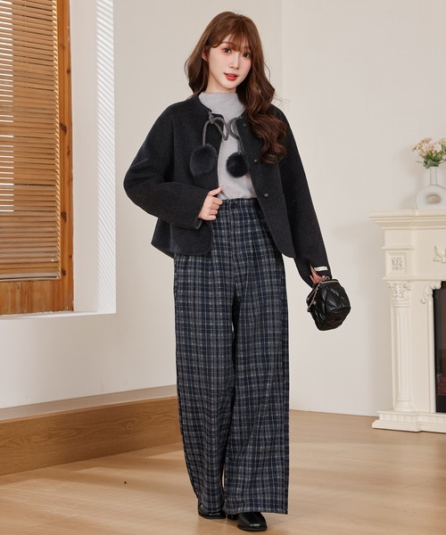 Anely(アネリー)の「配色 チェック タック ワイド パンツ(その他パンツ・レディース・ブラウン/ネイビー/ブラック・FREE)」の14枚目の写真
