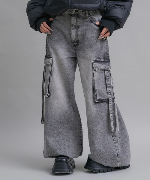 17HR（セブンティーンアワーズ）の「ルーズカーゴデニム（デニムパンツ・レディース・グレー/ブラウン・MEDIUM/SMALL）」の2枚目の写真