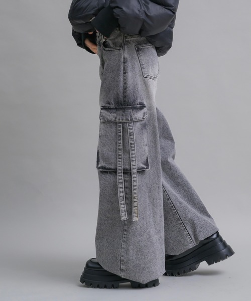 17HR（セブンティーンアワーズ）の「ルーズカーゴデニム（デニムパンツ・レディース・グレー/ブラウン・MEDIUM/SMALL）」の8枚目の写真