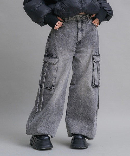 17HR（セブンティーンアワーズ）の「ルーズカーゴデニム（デニムパンツ・レディース・グレー/ブラウン・MEDIUM/SMALL）」の12枚目の写真