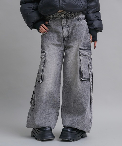 17HR（セブンティーンアワーズ）の「ルーズカーゴデニム（デニムパンツ・レディース・グレー/ブラウン・MEDIUM/SMALL）」の13枚目の写真