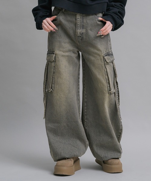 17HR（セブンティーンアワーズ）の「ルーズカーゴデニム（デニムパンツ・レディース・グレー/ブラウン・MEDIUM/SMALL）」の22枚目の写真