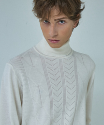 ABAHOUSE | Pure Merino ハイゲージ タートルネックニット / ケーブルニット(ニット/セーター)