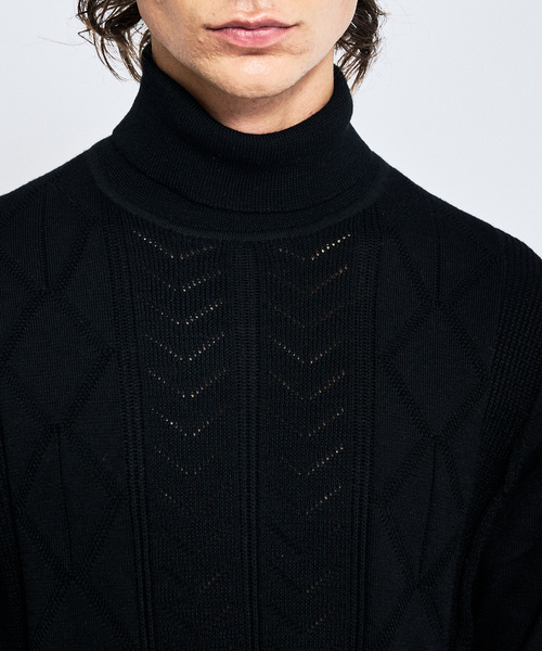 ABAHOUSE（アバハウス）の「Pure Merino ハイゲージ タートルネックニット / ケーブルニット（ニット/セーター・メンズ・オフホワイト/グレー/ブラック・44/46/48/50）」の7枚目の写真