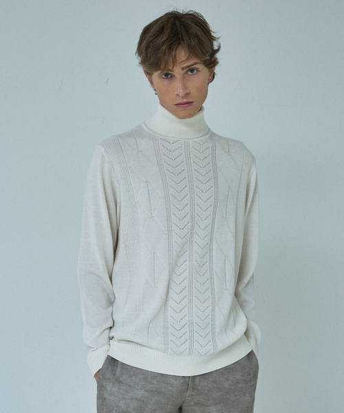 ABAHOUSE（アバハウス）の「Pure Merino ハイゲージ タートルネックニット / ケーブルニット（ニット/セーター・メンズ・オフホワイト/グレー/ブラック・44/46/48/50）」の19枚目の写真