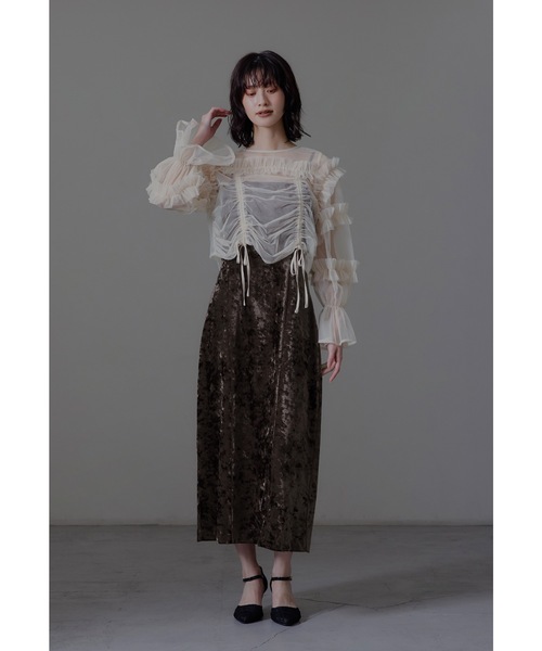 チュールトップスクラッシュベロアドレス パーティードレス