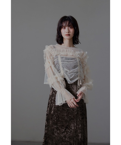 niana（ニアナ）の「チュールトップスクラッシュベロアドレス パーティードレス オケージョンドレス 結婚式 二次会 同窓会 成人式 お呼ばれワンピース（ドレス・レディース・ホワイト×ブラック/ブラウン・M/L）」の12枚目の写真