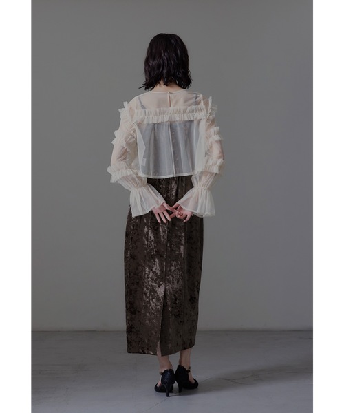 セール】チュールトップスクラッシュベロアドレス パーティードレス