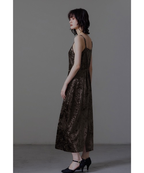 セール】チュールトップスクラッシュベロアドレス パーティードレス