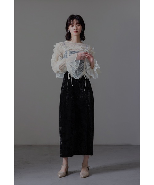 チュールトップスクラッシュベロアドレス パーティードレス