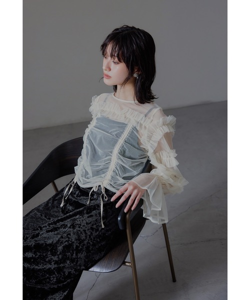 niana（ニアナ）の「チュールトップスクラッシュベロアドレス パーティードレス オケージョンドレス 結婚式 二次会 同窓会 成人式 お呼ばれワンピース（ドレス・レディース・ホワイト×ブラック/ブラウン・M/L）」の9枚目の写真