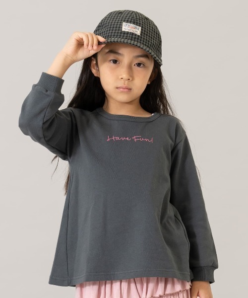 and D. petit main（アンドディープティマイン）の「スウェットプリントAラインプルオーバー（スウェット・キッズ・ピンク/エメラルド/ライトグレー/ネイビー/レモンイエロー/チャコール・90cm/100cm/110cm/120cm/130cm/140cm）」の3枚目の写真