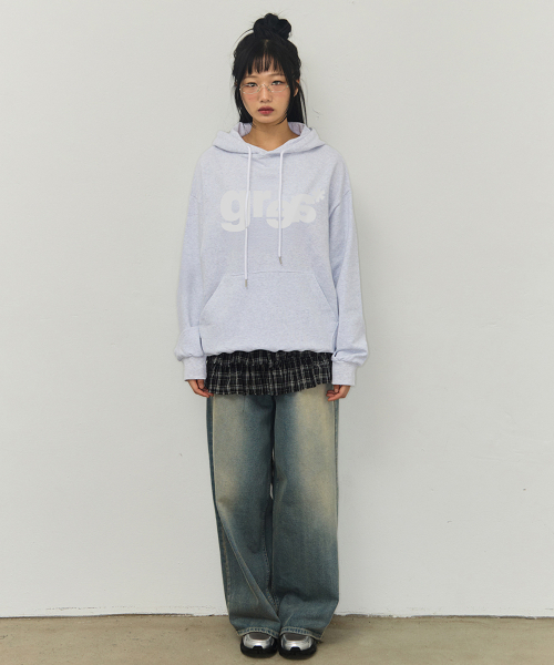 GRAVER（グレーバー）の「[ユニセックス]GRAE-S WIDE フードパーカー_メランジホワイト（パーカー・レディース・ホワイト・SMALL/MEDIUM/LARGE）」の2枚目の写真