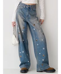 EVRIS | MIX MOTIF ワイドデニムパンツ 春服(デニムパンツ)