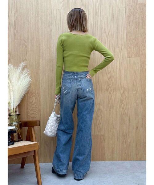 EVRIS(エヴリス)の「MIX MOTIF ワイドデニムパンツ(デニムパンツ・レディース・ブラック/ブルー・SMALL/MEDIUM)」の11枚目の写真