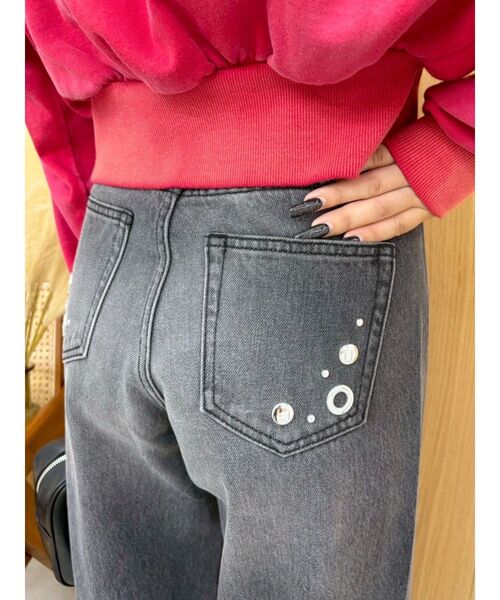 EVRIS(エヴリス)の「MIX MOTIF ワイドデニムパンツ(デニムパンツ・レディース・ブラック/ブルー・SMALL/MEDIUM)」の12枚目の写真