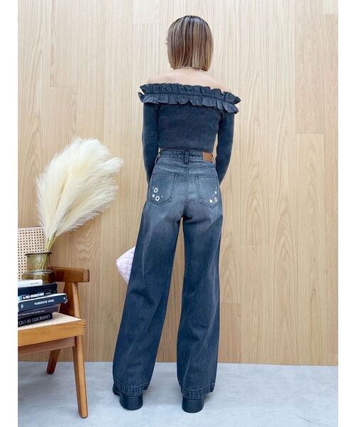 EVRIS(エヴリス)の「MIX MOTIF ワイドデニムパンツ(デニムパンツ・レディース・ブラック/ブルー・SMALL/MEDIUM)」の20枚目の写真