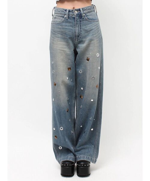 EVRIS(エヴリス)の「MIX MOTIF ワイドデニムパンツ(デニムパンツ・レディース・ブラック/ブルー・SMALL/MEDIUM)」の21枚目の写真