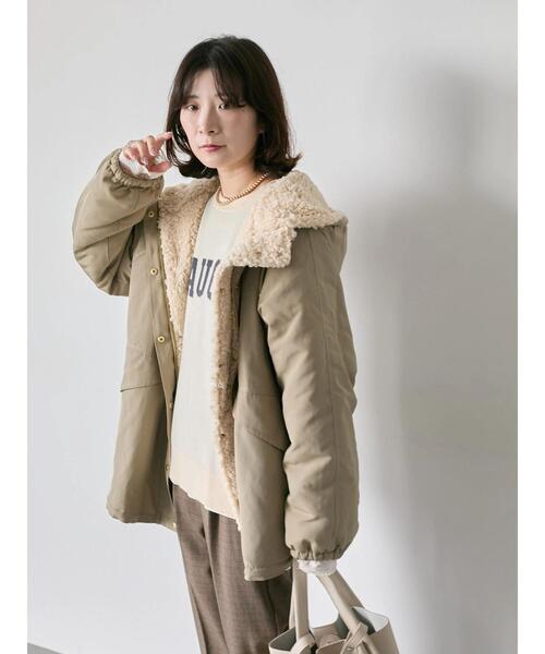 Samansa Mos2 blue（サマンサモスモスブルー）の「リバーシブルボアマウンテンパーカー（ブルゾン・レディース・チャコールグレー/ベージュ/ライトベージュ・F）」の15枚目の写真