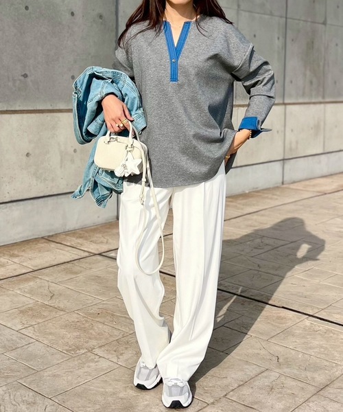 Emma Taylor(エマテイラー)の「【こなれ感が◎】ライトダンボールデニムドッキングプルオーバー(Tシャツ/カットソー・レディース・MD.Gray/ブラック/ネイビー・FREE)」の19枚目の写真