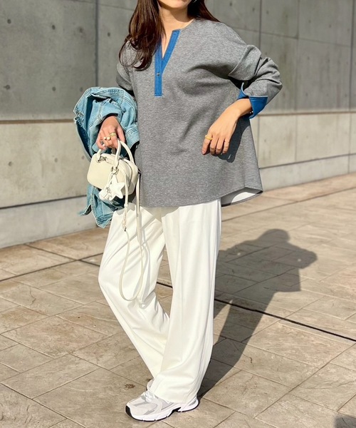 Emma Taylor(エマテイラー)の「【こなれ感が◎】ライトダンボールデニムドッキングプルオーバー(Tシャツ/カットソー・レディース・MD.Gray/ブラック/ネイビー・FREE)」の21枚目の写真