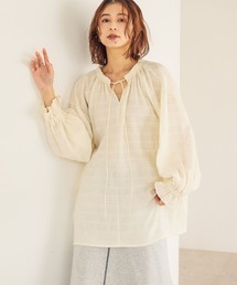studio CLIP | ダブルフロントシャーリングボーダーチュニックブラウス(シャツ/ブラウス)