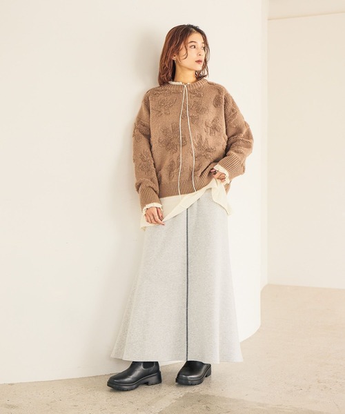 studio CLIP（スタディオクリップ）の「ダブルフロントシャーリングボーダーチュニックブラウス（シャツ/ブラウス・レディース・ベージュ/スモーク/オフホワイト・FREE）」の9枚目の写真