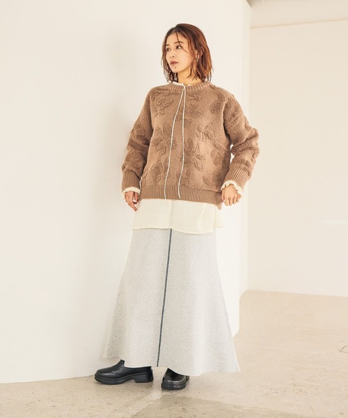 studio CLIP（スタディオクリップ）の「ダブルフロントシャーリングボーダーチュニックブラウス（シャツ/ブラウス・レディース・ベージュ/スモーク/オフホワイト・FREE）」の10枚目の写真