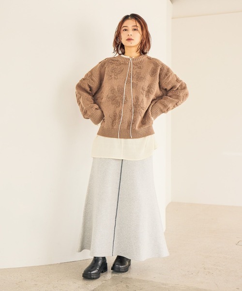 studio CLIP（スタディオクリップ）の「ダブルフロントシャーリングボーダーチュニックブラウス（シャツ/ブラウス・レディース・ベージュ/スモーク/オフホワイト・FREE）」の11枚目の写真