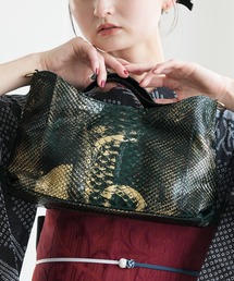 utatane（ウタタネ）の「ウェーブトートバッグ PYTHON パイソン グリーン×ゴールド（トートバッグ）」