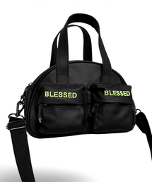 BLESSED BULLET（ブレスドブレッド）の「ハーフムーンショルダークロスバッグ-スモールコーティングキャンバスブラックワイグリーン（メッセンジャーバッグ）」