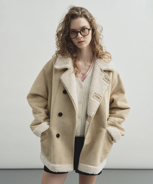 MONGDOL(モンドル)の「リバーシブルスエードムートンベージュ MDJK038BEIGE(ムートンコート・レディース・その他・F)」の2枚目の写真