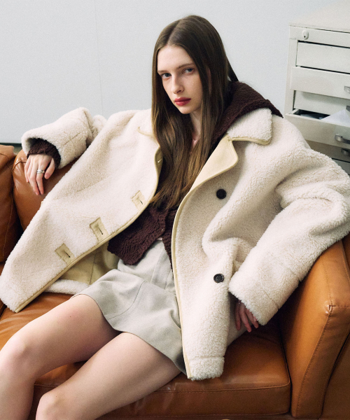 MONGDOL(モンドル)の「リバーシブルスエードムートンベージュ MDJK038BEIGE(ムートンコート・レディース・その他・F)」の6枚目の写真